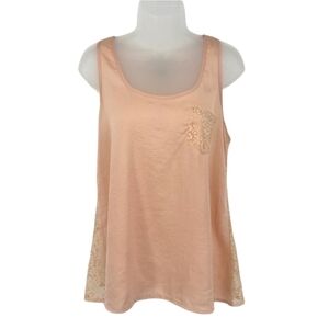 Timing Sheer Light Pink Tank Top with Lace Back Size L
